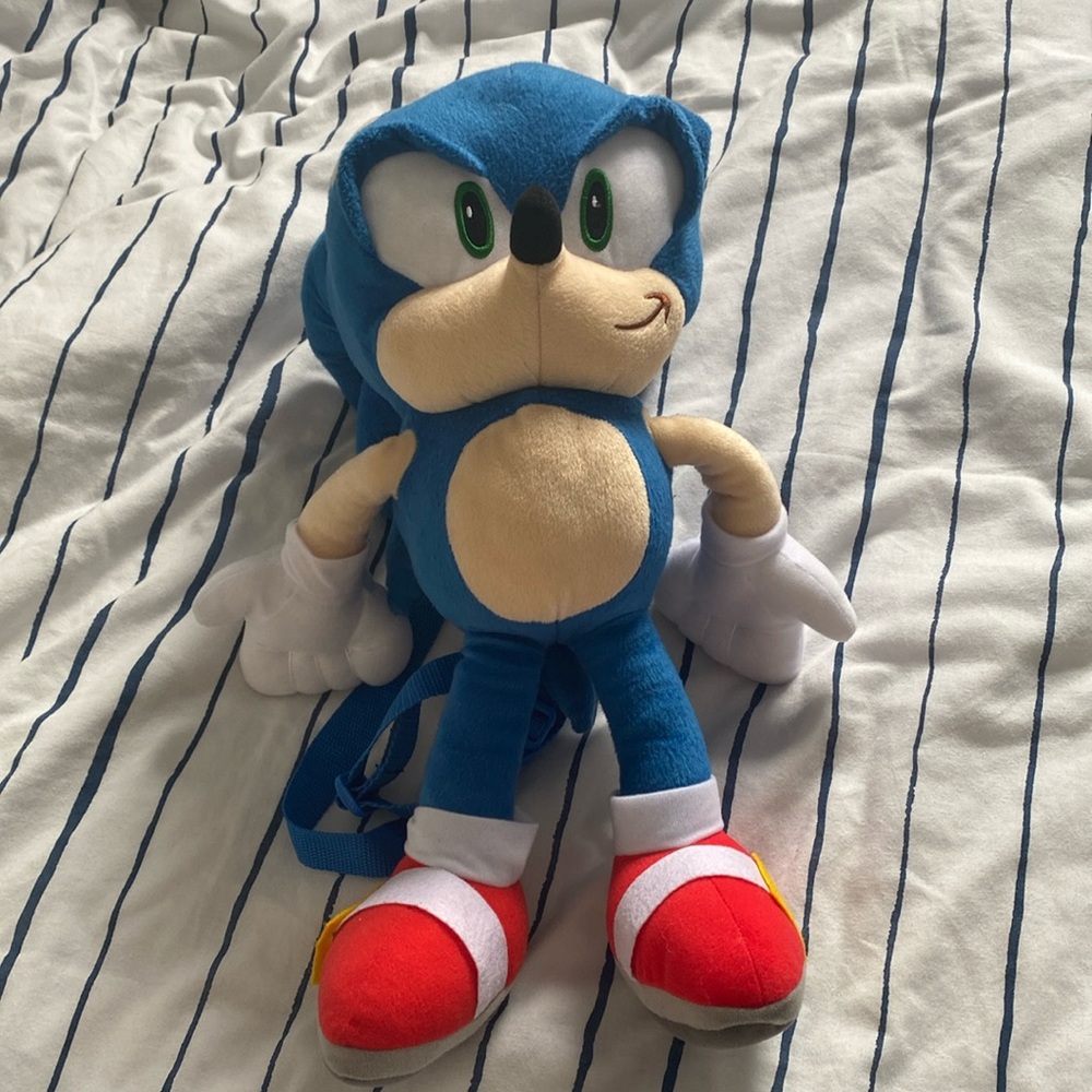 Blue sonic kids backpack plush with zipper